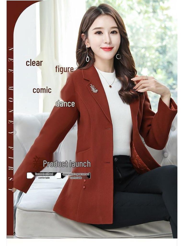 Damen Slim Fit Wollmantel in mittlerer Länge - Herbst/Winter 2025 Trend