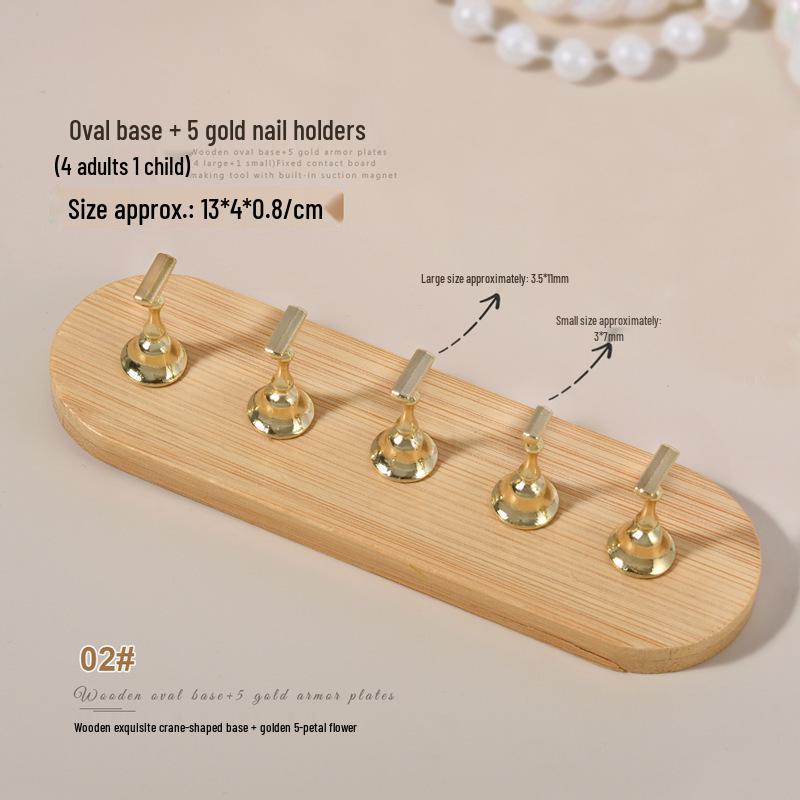 Minimalist Wooden Nail Art Practice Base & Wearable Metal Finger Holder