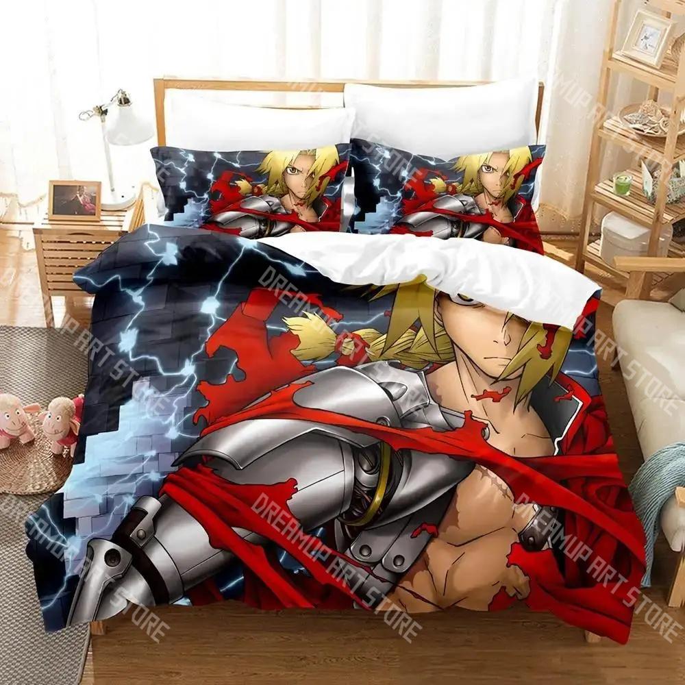Fashion Fullmetal Alchemist Bedding Set Single Twin Full Queen King Size Bed Set Kids Bedroom Duvetcover Sets Bed Sheet Set