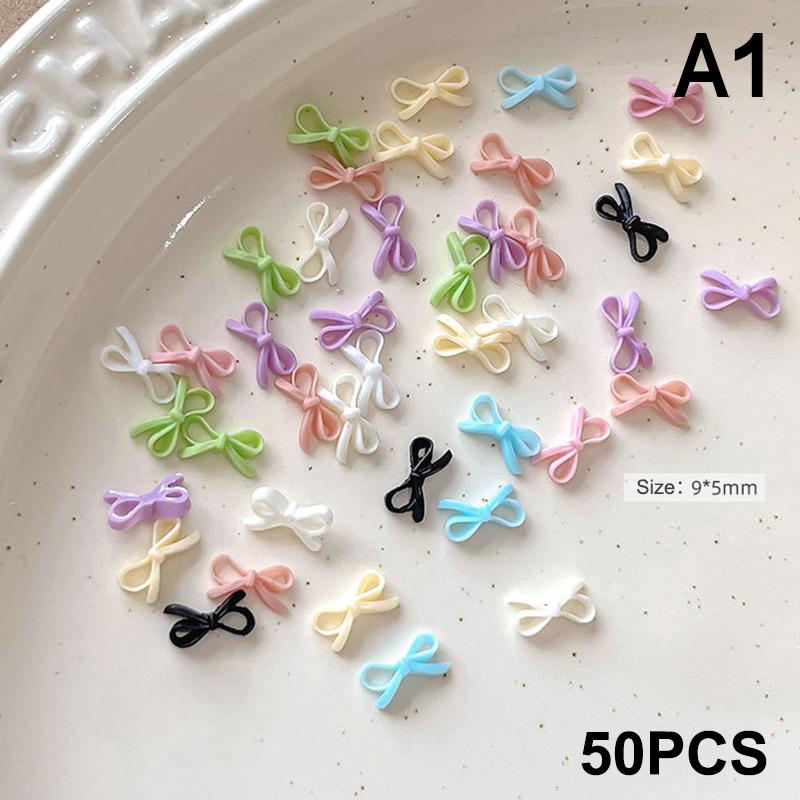 

50 шт. Цветные бантики для ногтей, шармы, украшения для ногтей, галстук, кавайные аксессуары, принадлежности для маникюрного дизайна A1
