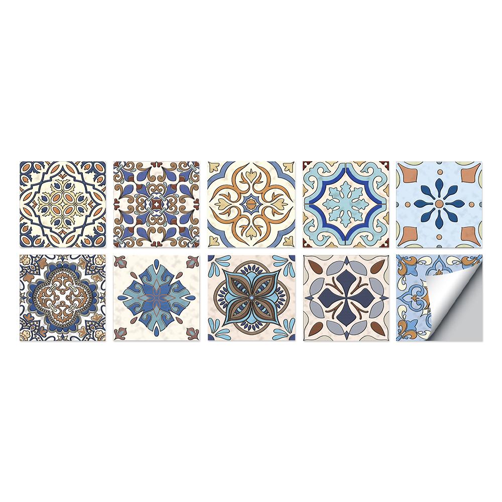 Tile Stickers Waterproof Kitchen Retro Moroccan Self Adhesive Bathroom Decal Vinyl Peel And Stick Wall Decoration Wallpaper NONE