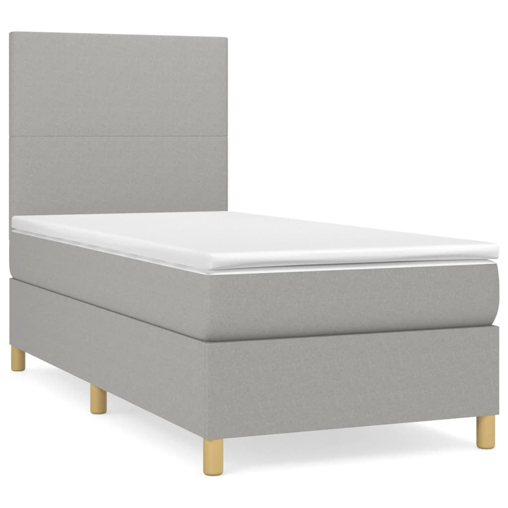 Box Spring Bed with Mattress Light Gray 80 x 200 cm Fabric