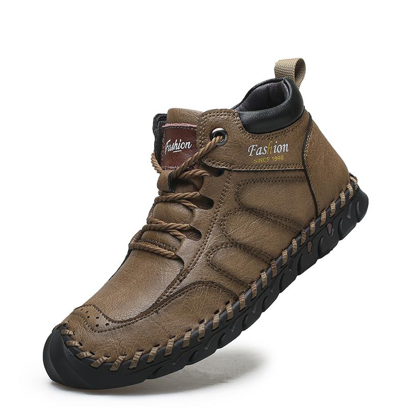 Hand-stitching Leather Men Boots Genuine Leather Casual Leather Shoes Men Ankle Boots