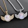 European-American Hip Hop Angel Wings Zircon Photo Frame Pendant Necklace