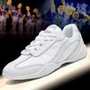Yingrui Women's White Leather Aerobic Cheerleading Shoes, Soft Sole Training and Competition Footwear
