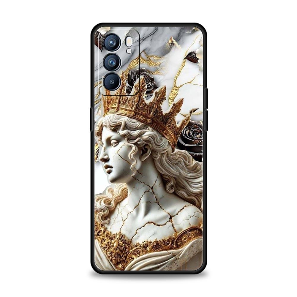 Fashion Ancient Greek Statues Phone Case For Oppo A17 A31 A54 A57 A78 A79 A98 Find X5 X6 Reno 6 7 8 10 11 12 13 F Pro Soft TPU
