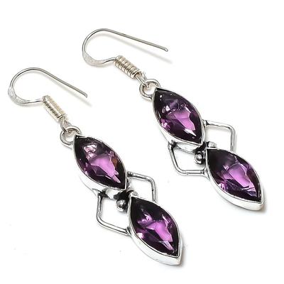 Orecchino Gioiello Regalo in Argento Sterling 925 con Pietra di Ametista 2,09"