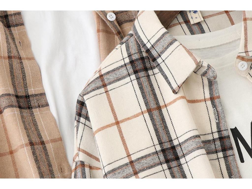 Women's Retro Plaid Flannel Shirt - Korean Style Cardigan Jacket for Spring & Autumn