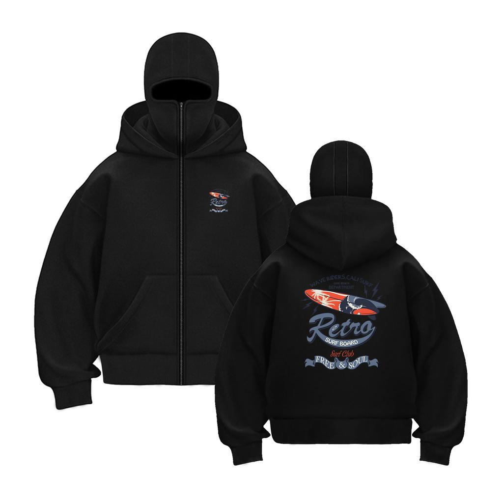 Autumn fashion versatile Double cap zipper heavyweight hooded sweatshirt cotton casual graffiti print sports hooded sweatshirt