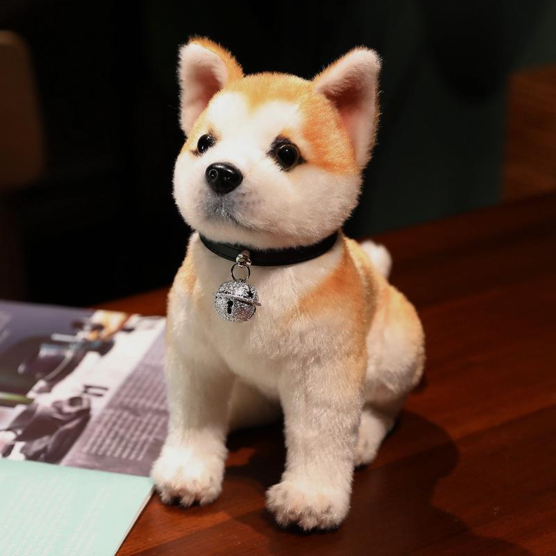 Păpușă Akita Inu Jucărie de pluș Drăguț Cățeluș Maro Păpușă Shiba Inu Păpușă de cârpă Clopoțel doi Husky