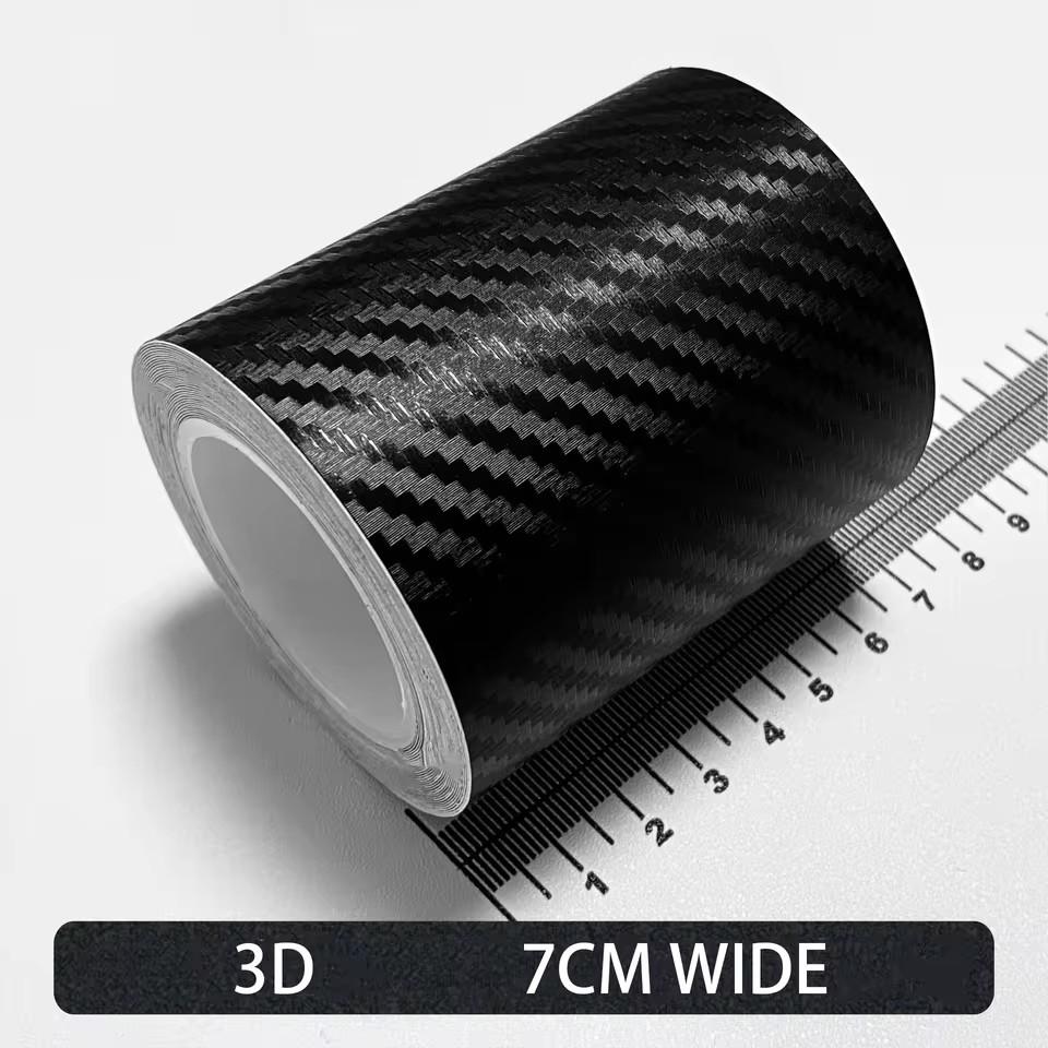 MOBIDEA 3D Carbon Fiber Car Decor Film - Matte Black Self-Adhesive Protective Vinyl Roll 1M-10M Length, 3cm-10cm Width