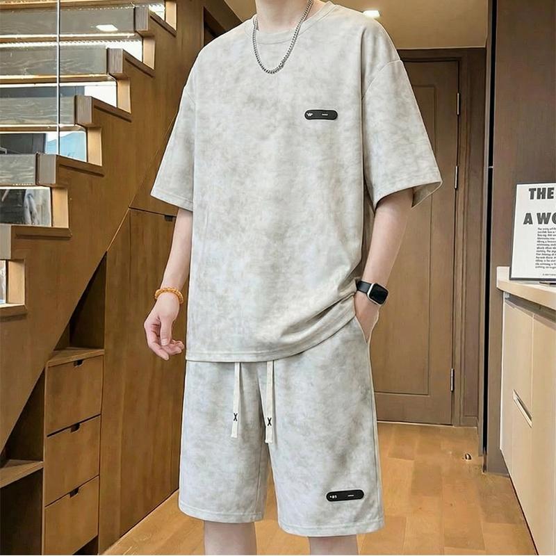 Plus Size 4XL-10XL Summer Casual Set 2 Piece Man Short Sleeve T-shirts Oversize Shorts Sets