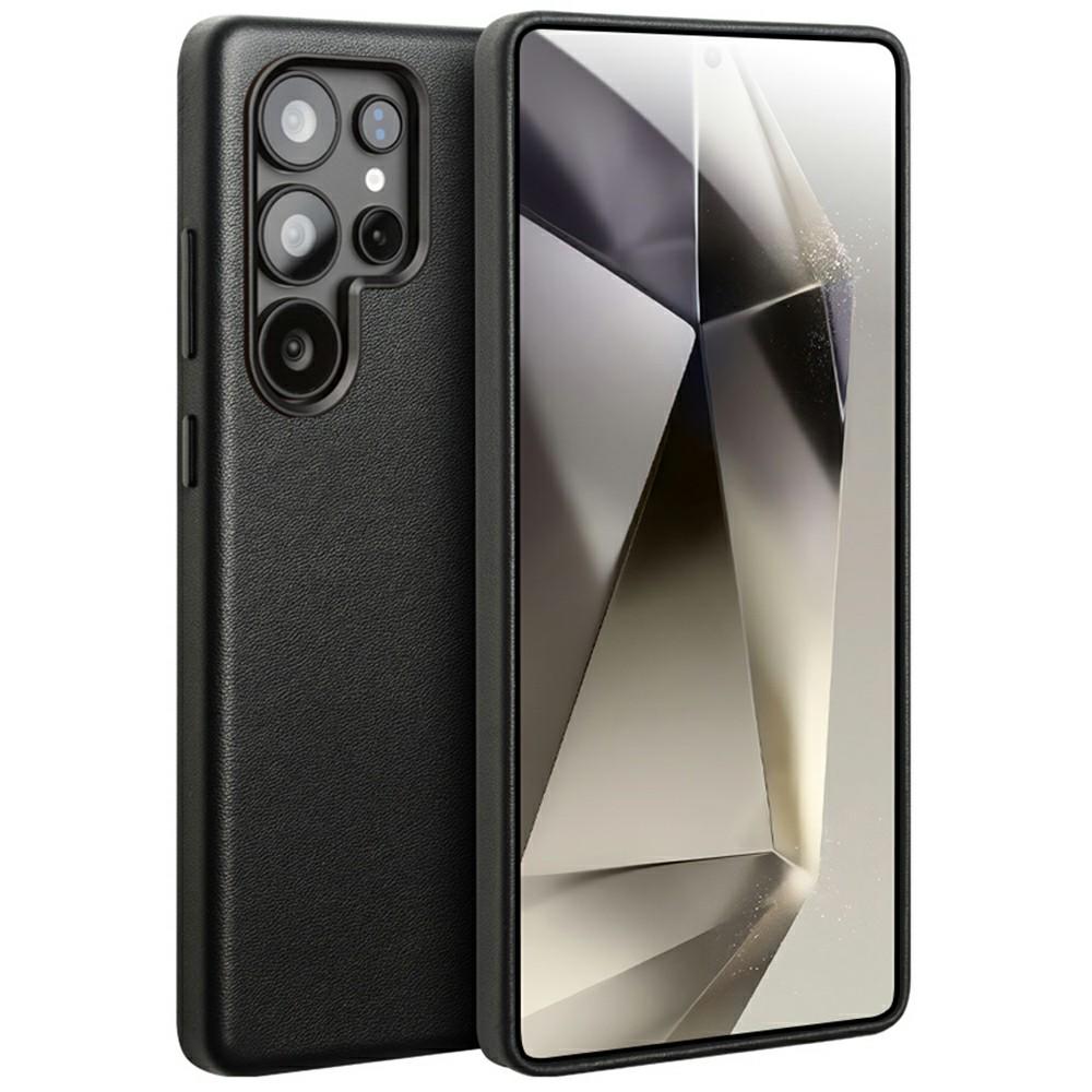 QIALINO For Samsung Galaxy S25 Ultra Magnetic Case Genuine Cow Leather PC Phone Back Cover