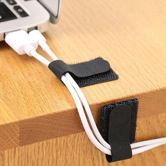 10/50Pcs Cable Organizer Tie Adhesive Adjustable Reusable Office Desk Power Tape Cord Wrap Wire Management