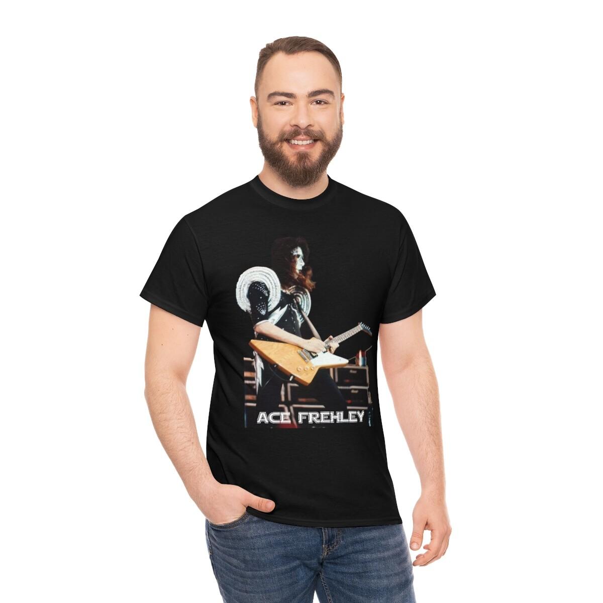ACE FREHLEY rare shot with explorer Unisex Heavy Cotton Tee XXL