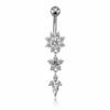 Copper Zircon Belly Button Ring Long Dangled Body Jewelry Stainless Steel Navel Piercing  Men