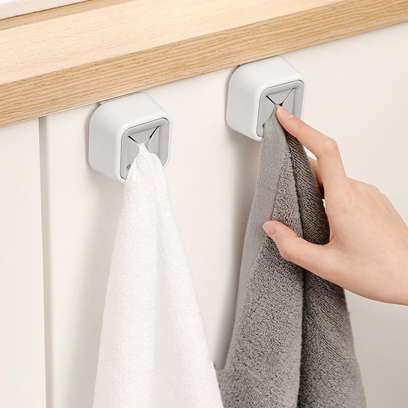 2Pc Punch Free Towel Plug Holder Bathroom Organizer Rack Towels Storage Wash Cloth Clip Bathroom Accessories Kitchen Accessories