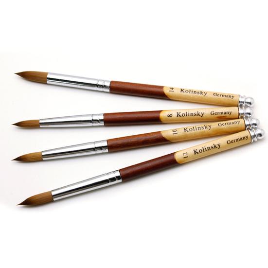 Color Block Round Top Wood Handle Nail Art Pen Line Drawing Brush Manicure Tool
