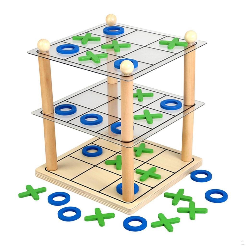 XO Chess Game Noughts and Crosses Brain Teaser Funny Easy Installation Educational Toy 3 Layer for