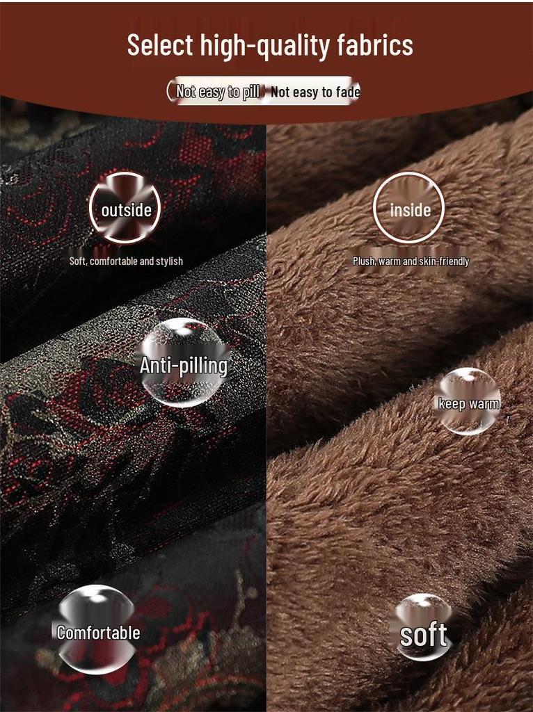Elderly Women's Fleece-Lined Cotton Jacket - Chinese Style, Stand Collar, Plus Size, Warm Winter Wear for Grandma