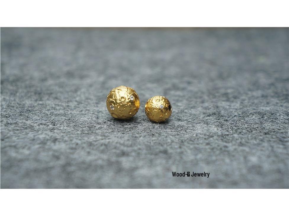 S925 Silber Antik Goldplattiert Meteoritenperlen Armband Kette Anhänger mit Weißen Diamanten