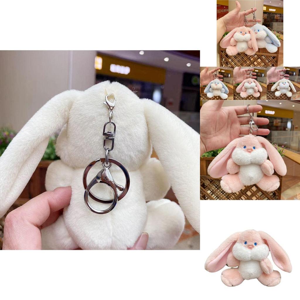 Adorable Plush Bunny Keychain Cute Stuffed Animal Backpack Charm Gift Toy