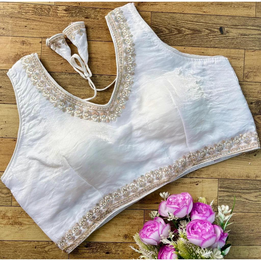 Blusa sin mangas de mezcla de seda para mujer Ropa de fiesta india Diseñador Étnico Choli