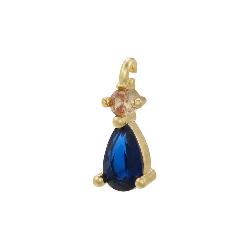 Light Luxury Copper Gold-Plated Micro-Inlaid Colored Diamond Small Water Drop Pendant Diy Jewelry Accessories Vd1315