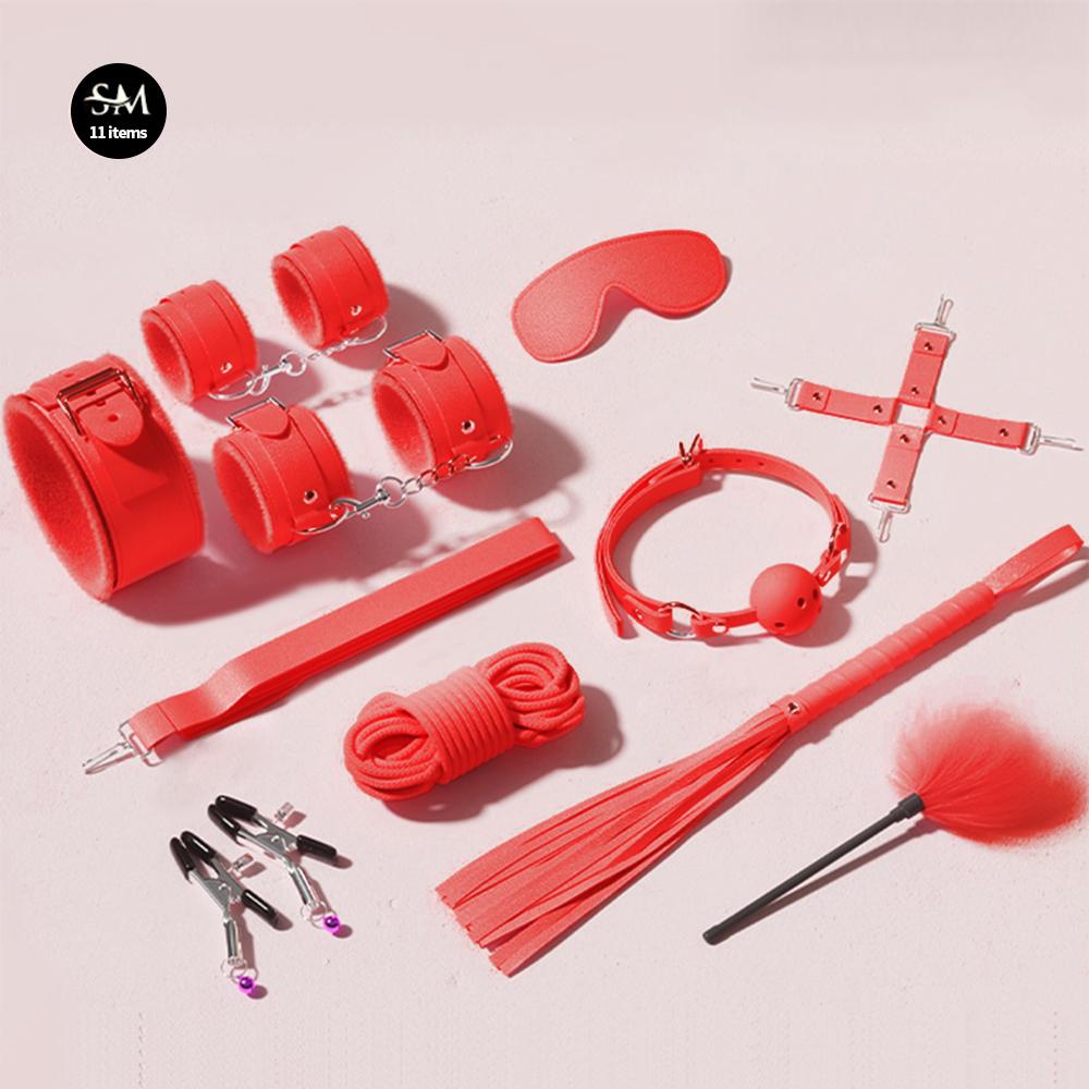 Sex Toys BDSM Bondage Kits Genuine Leather Restraint Set Handcuffs Collar Gag Vibrators Sex Toys For Women Couples Adult Games