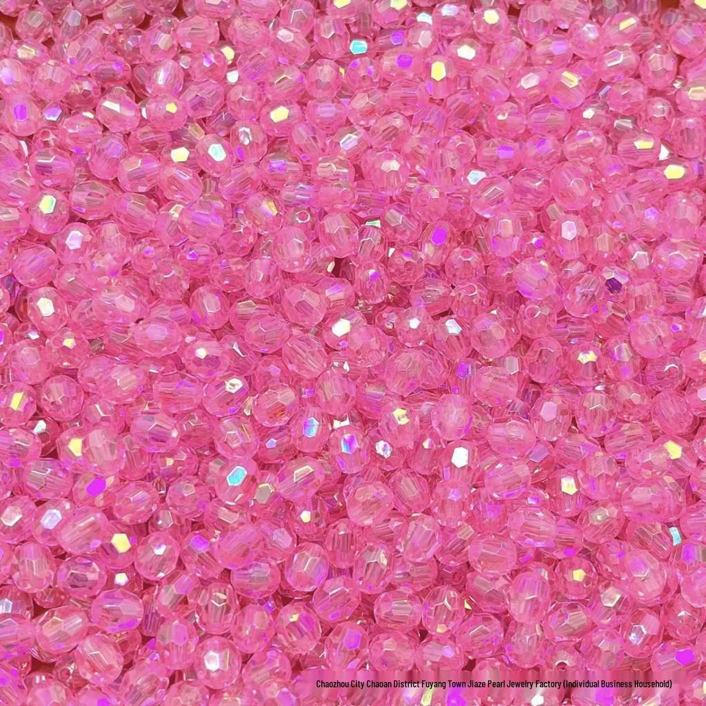 Acrylic AB Color Crystal Beads: Straight Hole Transparent Beads for DIY Phone Chains, Necklaces, and Decorations.