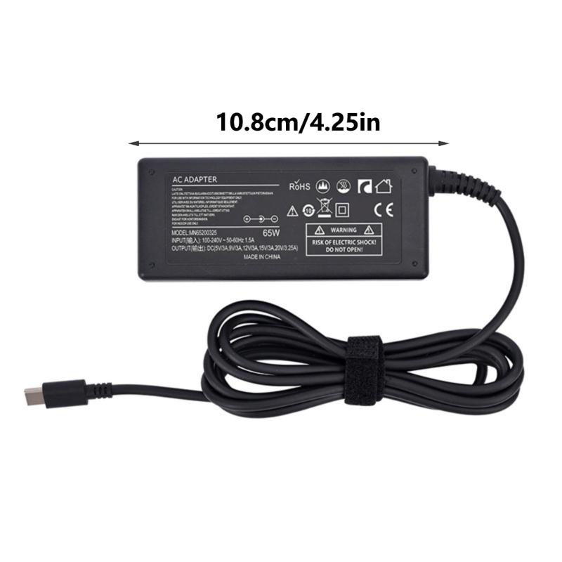65W Type C Power Supply Rapid Laptop Charge Adapter Safe Overheats Protections Portable for Latitude