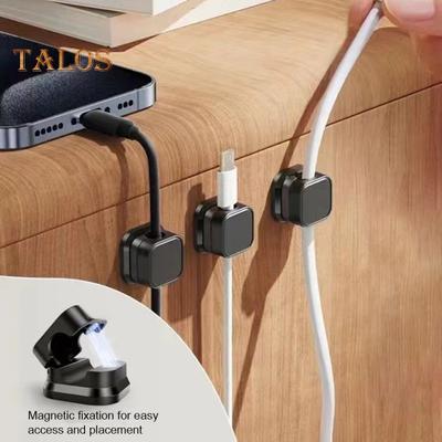 6Pcs Magnetic Cable Clip Organizer Adhesive Cable Management Clips Wire Phone USB Charger Cable Holder for Car Office Home Desktop Wall
