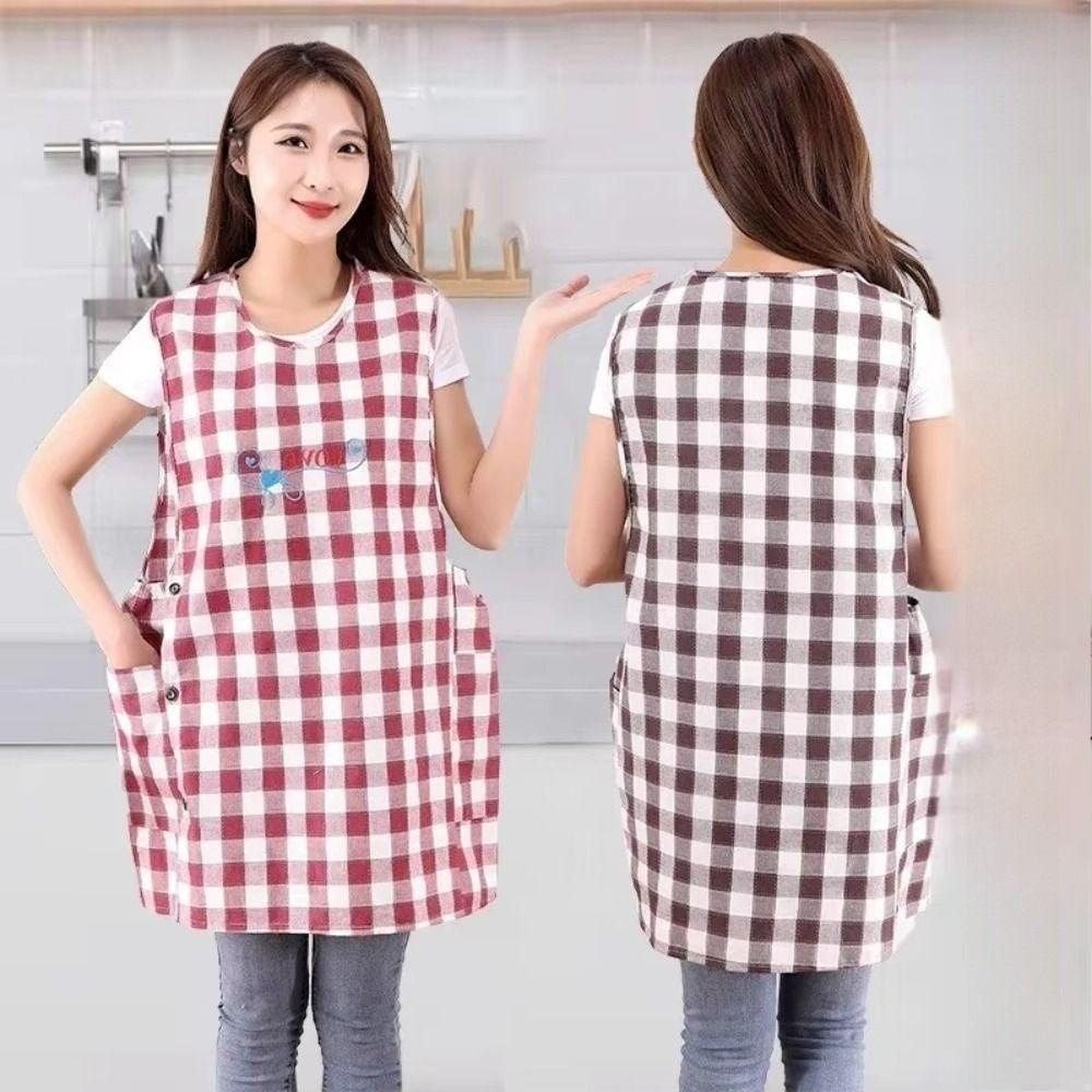 Multipurpose Stain-Resistant Kitchen Apron Sleeveless Breathable Cooking Apron Cotton Wipeable Hands Barber Apron Home Kitchen