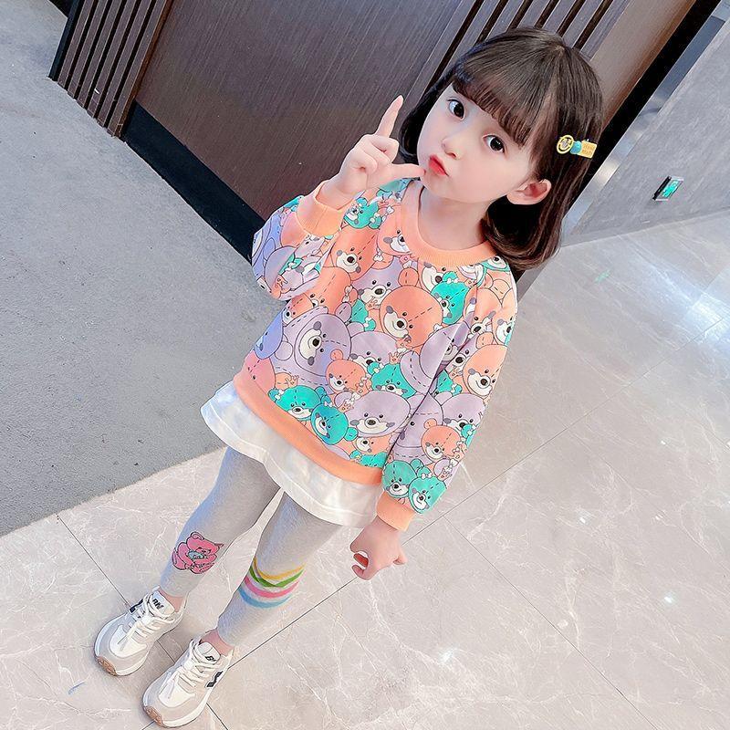 Girls Fall Spring Casual Hoodie Set Toddler Baby Two Piece Outfit Fashionable Sweatshirt Suit