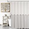 Farmhouse Shower Curtain,Beige and Black Stripe,Button Curtain,Linen and Cotton Woven Fabric,Rustic Charm Country Chic Style