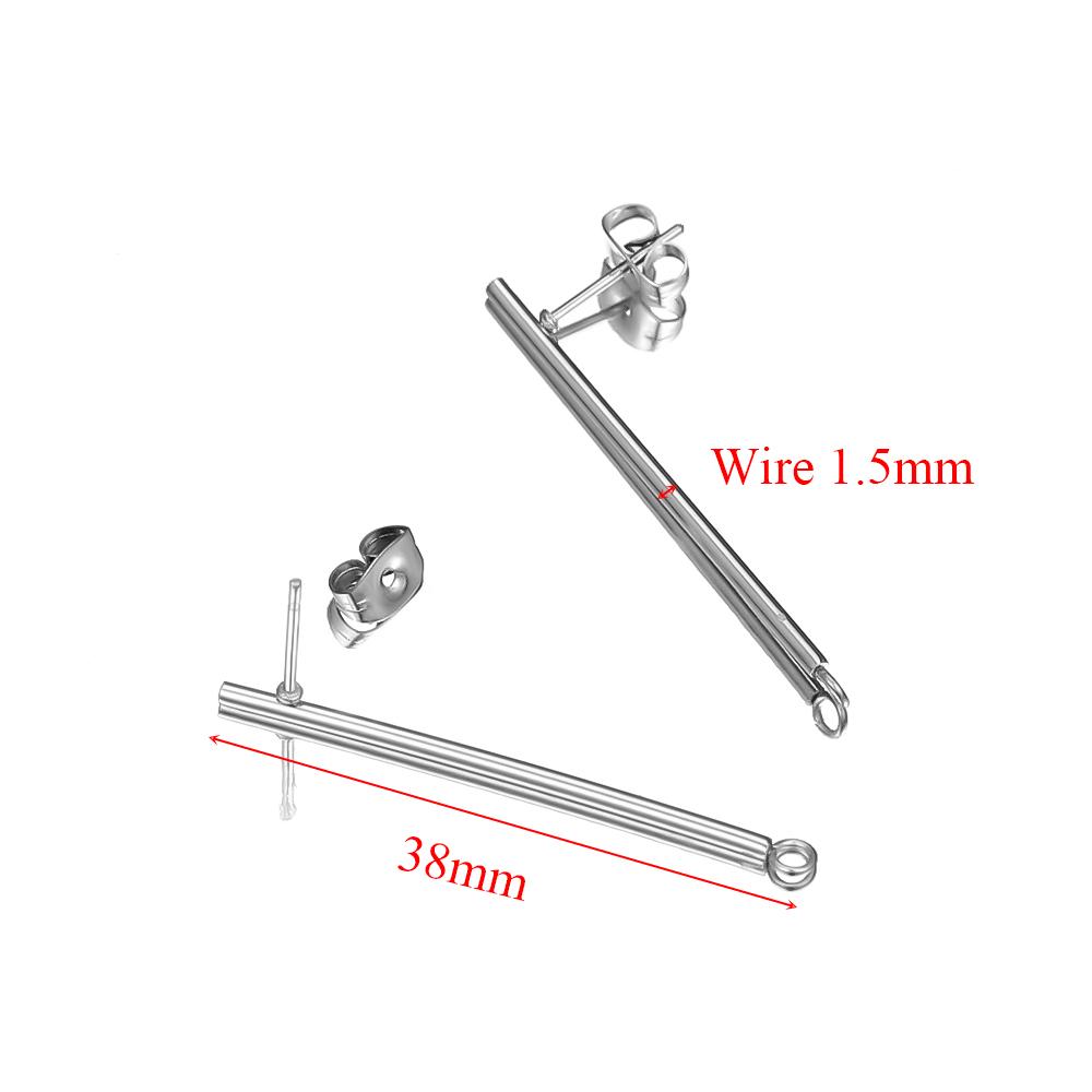 10pcs Gold Color Fashion Women Earrings Findings Stainless Steel Stud Earring Long Stick Connector Pendant DIY Jewelry Making