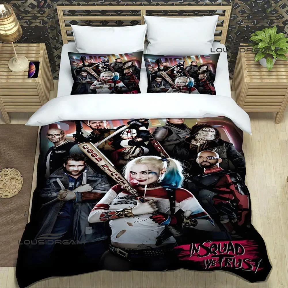 3D Retro H-Harley-Q-Quinn Printed Bedding Sets Exquisite Bed Supplies Set Duvet Cover Bed Comforter Set Bedding Birthday Gift