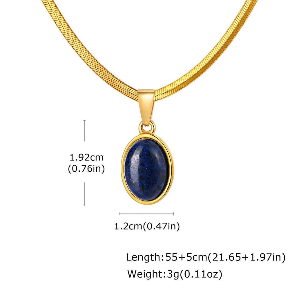 Vnox Natural Stone Pendant Necklace, Stainless Steel Blade Chain, Obsidian Tiger Eye Turquoise Lapis Stone Jewelry Gift for Men
