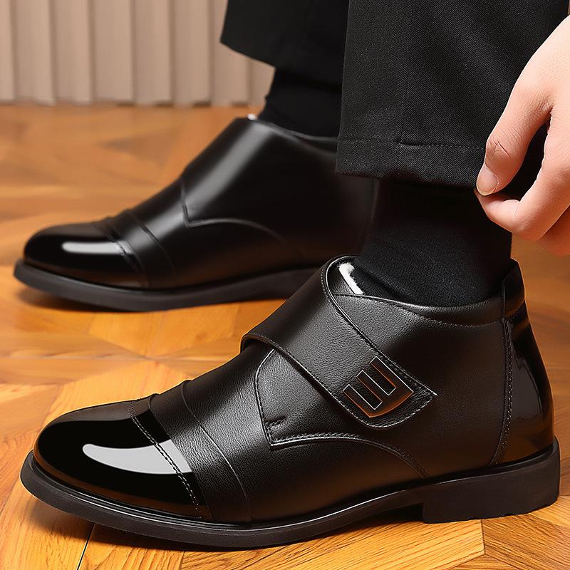 Herren 2025 Winter High-Top Fleecegefütterte Schneestiefel - Britischer Stil Warme Baumwolle Lederschuhe