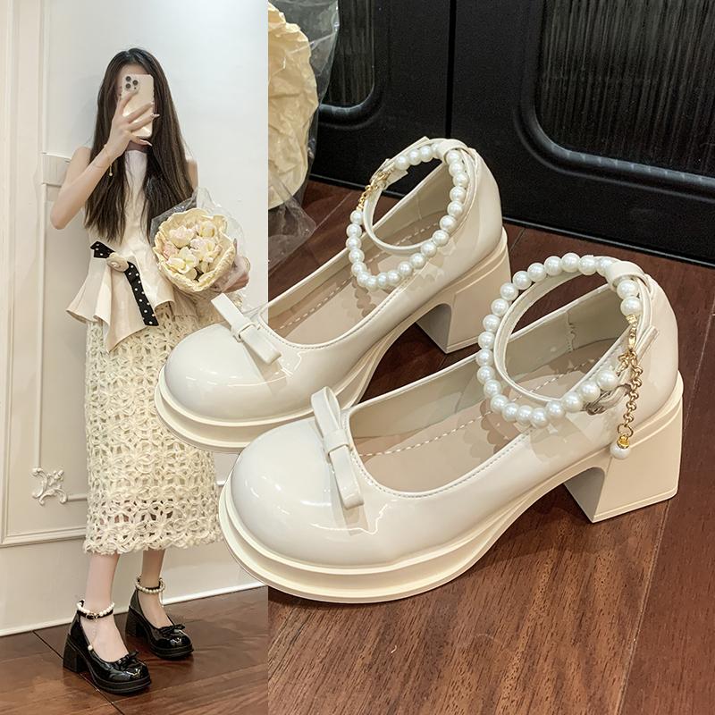 2025 Luxury Women High Heels Elegant Bow Square Toe Women Shoes Pearl Lace Party Wedding Shoes Fashion Platform Women