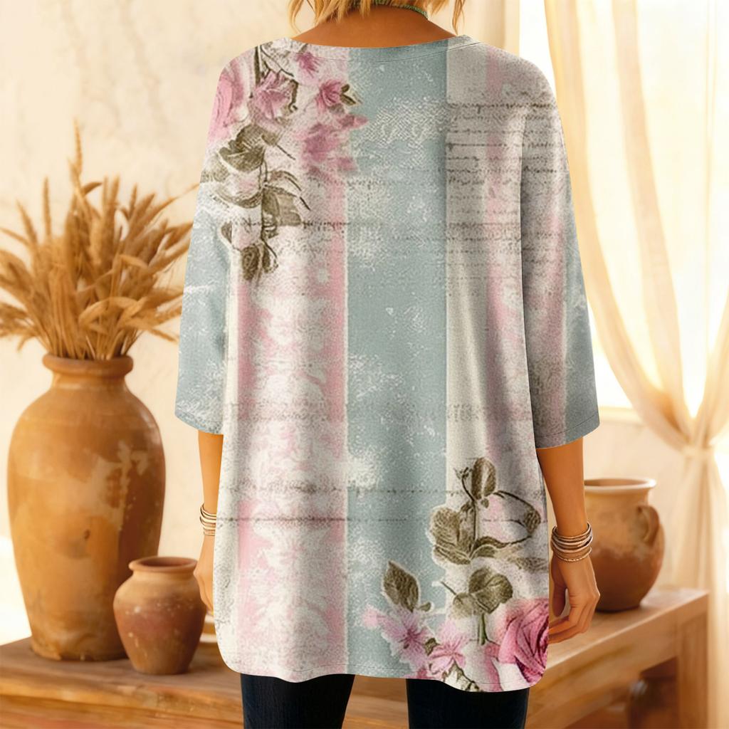 Damen 3/4-Ärmel Shirts Grafik-T-Shirts Shirts Lässige Basic-Tops Pullover