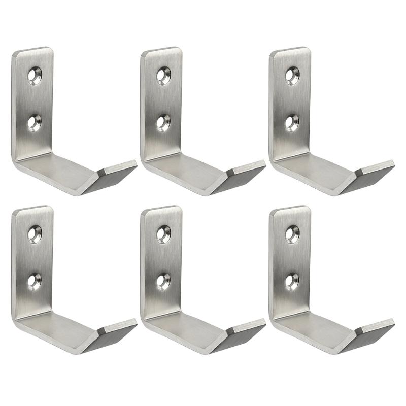Wall Mount Utility Hook 6 Pack, Metal Storage Hook with Two Hole Design for Bathroom Kitchen Closet Home Daily Use