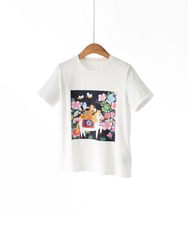 New Year Series: Versatile Women's Short-Sleeve T-Shirt, Early Spring Style, Soft 80-Count Cotton Knit