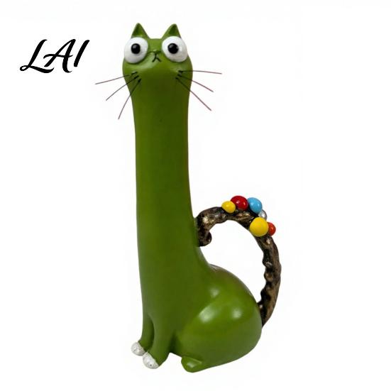 Floral Plants Vase Handcrafted Quirky Cat Whimsical Resin Shaped Flower for Flowers светло-зеленый