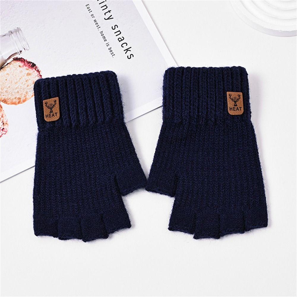 Thicken Warm Gloves Elastic Half Finger Gloves Fashion Knitted Mittens for Working