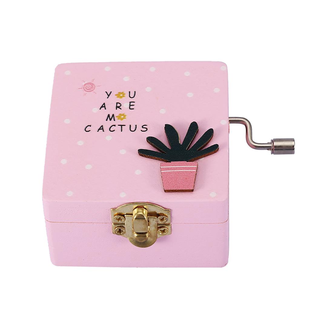 Mini Wooden Music Box Hand Crank Mechanical Music Box Birthday Gift