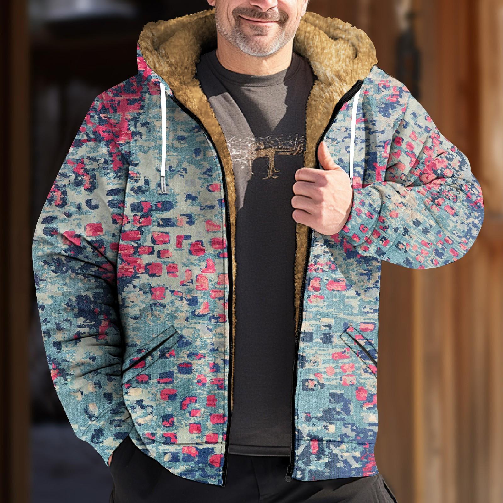 

Мужская куртка с принтом в стиле ретро, ​​мужская весенне-осенняя повседневная трендовая куртка на молнии с капюшоном L