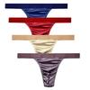 MIERSIDE Silk Satin Shiny Briefs with Wide Sexy Bikini Men's Bandage, Underwear, Panties, Briefs, 4-Pack (3XL, 0808)