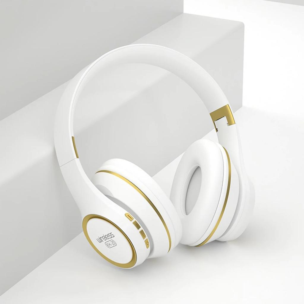 KH20 Earphones Over Ear Bluetooth Headphones Wireless Headset with Built-in Mic Soft Earmuffs Retractable Holder Connecting Audio Cable on Clearance