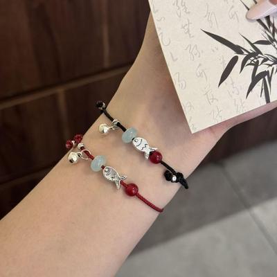 Chinese Carp Leaping Bracelet: Minimalist Red Festive Hand Rope for Women